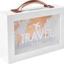 Shadow Money Box for Travel Savings - Coin Bank for Adults - Vacation Jar - White Saving Box With Handle - Honeymoon Fund - Adventure Fund