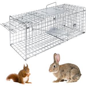 Live Animal Trap - 24'' Humane Way Folding Raccoon Traps, Humane Live Trap Cage Indoor and Outdoor for Stray Cats, Raccoons, Squirrel, Skunk, Mole, Groundhog, Armadillo, Rabbit