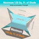 Large Portable Beach Shade- 15X10ft, Easy Setup, UPF50+ Protection, Ultra-Stable, Gull-Wing Beach Tent