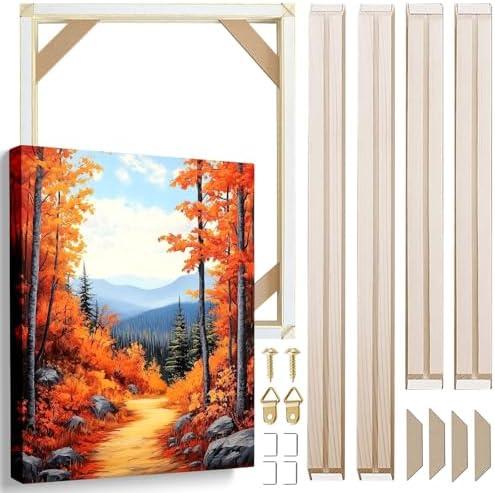 24x32 Solid Wood Stretcher Bars for Canvas & Needlepoint | Made in USA 4 Pack Self-Adhesive Frame Kit with 1.25-Inch Profile for Tool-Free Assembly and 3D Canvas Display