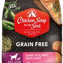 Chicken Soup for the Soul All Natural Premium Grain-Free All Life Stage Dry Dog Food, Real Meat First Ingredient, No By-Products, Added Taurine Supports Heart Health, Salmon, Pea & Sweet Potato, 22lb (25 Pound (Pack of 1)), Best Before 03/24/26