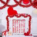 50 Ft Valentines Day Garland Decor Red Heart Tinsel Garlands Valentines Day Decorations Metallic Twist Shiny Hanging Garland for Tree Mantle Classroom Home Indoor Wedding Party Supplies Romantic Decor