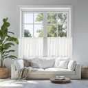 CUTEWIND Linen Kitchen Window Curtains Over Sink Rod Pocket 50 x 24 2 Sets Rustic Country Semi Sheer Light Filtering Curtains for Wide Bathroom Window Basement RV Ivory White
