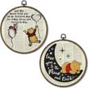 Giosve Bear Nursery Round Wall Art Canvas Framed Poster, Love You to the Moon and Back Cartoon Bear Pig Hanging Wall Sculptures for Kids Nursery Room Bedroom Playroom Decor, 10x10 Inch Set of 2