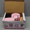Pink Play Kitchen Appliances Toy Set with Coffee Maker Machine, Mixer, Toaster, Blender, Kids Kitchen Playset, Play Kitchen Accessories with Sound & Light, Birthday Gifts for Kid Girls Ages 3-5 4-8