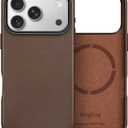 Premium Pebbled Leather Case Compatible with iPhone 17 Pro 6.3", Soft Top Grain Leather, Compatible with MagSafe, Metal Buttons and Camera Bezel (Brown)