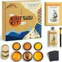 PLEARTY Kintsugi Repair Kit 50ml Food Safe Linseed Resin Dishwasher Proof 60g Metallic Gold Mica Powder 15-Page Guide - The Most Complete and Modern Kintsugi kit for Beginners (Without Ceramics)