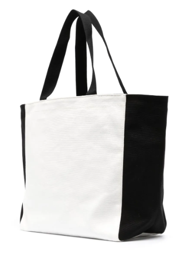Medium Sturdy Beige Tote Bags, Black Straps, Pack of 4