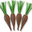 Yookeer 4 Pcs Easter Carrot Decor Rattan Rustic Brown Carrot Fake Faux Artificial Carrots Wooden for Spring Easter Baskets Filler Fireplace Tiered Tray Table Centerpiece for Farmhouse Home DIY Crafts
