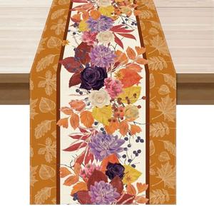 XCHI Fall Color Maple Leaf Wild Flower Table Runner Table Decoration for Kitchen Dining Dinner Autumn Home Decor 13x72 Inch, 2 Pack