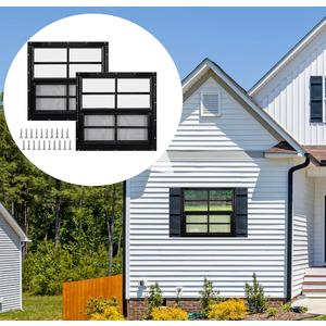 Yuzzy 16" x 16" Shed Windows with Tempered Glass and Fiberglass Screen, 2 Pack Small Sliding Windows for Shed, Chicken Coop, Playhouse, Household, Garage, Barns (Black)