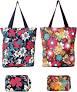 Kitchen Reusable Grocery Shopping Bags Foldable Tote Bag with Zipper Folding Floral Heavy Duty 2 Pack