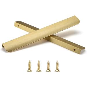 Satanga Brushed Brass Edge Finger Tab Pull for Cabinets Kitchen Concealed Aluminum Bathroom Closet Handles Bar Drawer pulls 30 Pack 11.81inch 300mm Overall Length Easy to Install