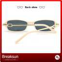 Breaksun Retro Rectangle Sunglasses for Women Men Trendy 90s Small Square Sun Glasses 2025 Designer Sunnies (Beige/Grey)