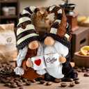 Coffee Bar Decor Gnomes - Handcrafted Resin Gnome Figurine for Home, Tiered Tray & Table Ornaments - All-Season Spring Summer Fall Decor, for Coffee Lovers