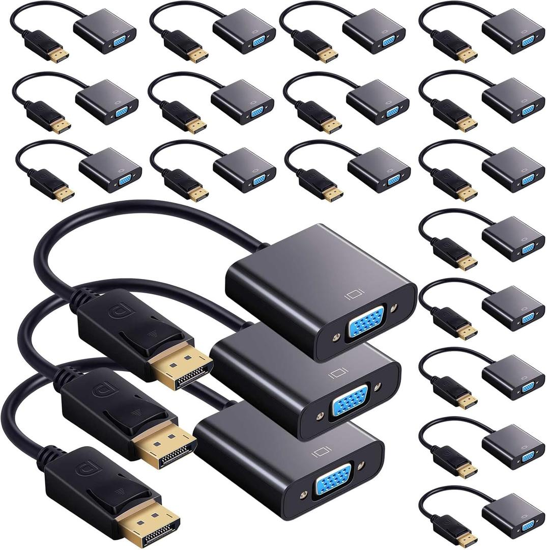 Yunsailing 18 Pack DisplayPort to VGA Adapters Gold Plated Compatible with Laptop Monitor PC Projector