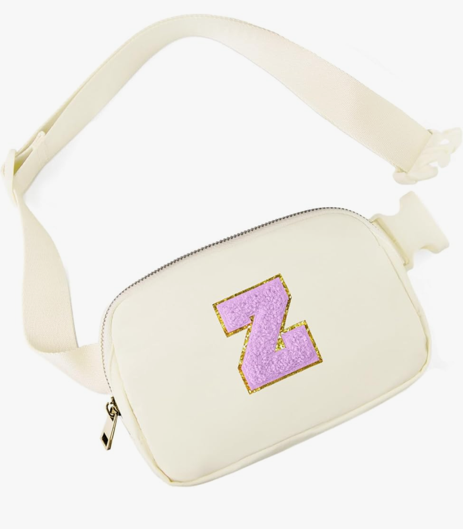 Gitus Gifts for 8 9 10 11 12 Year Old Girls Belt Bag Fanny Pack Crossbody Bags with Initial Letter Patch Cute Stuff Birthday Gifts for Teen Girls Women Personalized Trend Stuff (Ivory-Z)