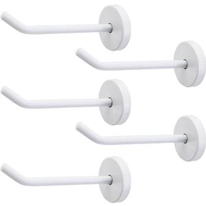 MY MIRONEY 5PCS White Coat Hooks Stainless Steel Robe Hook Hardware Wall Mount Towel Hangers with Screws for Bathroom, Bedroom, Livingroom, Closets (3.78")