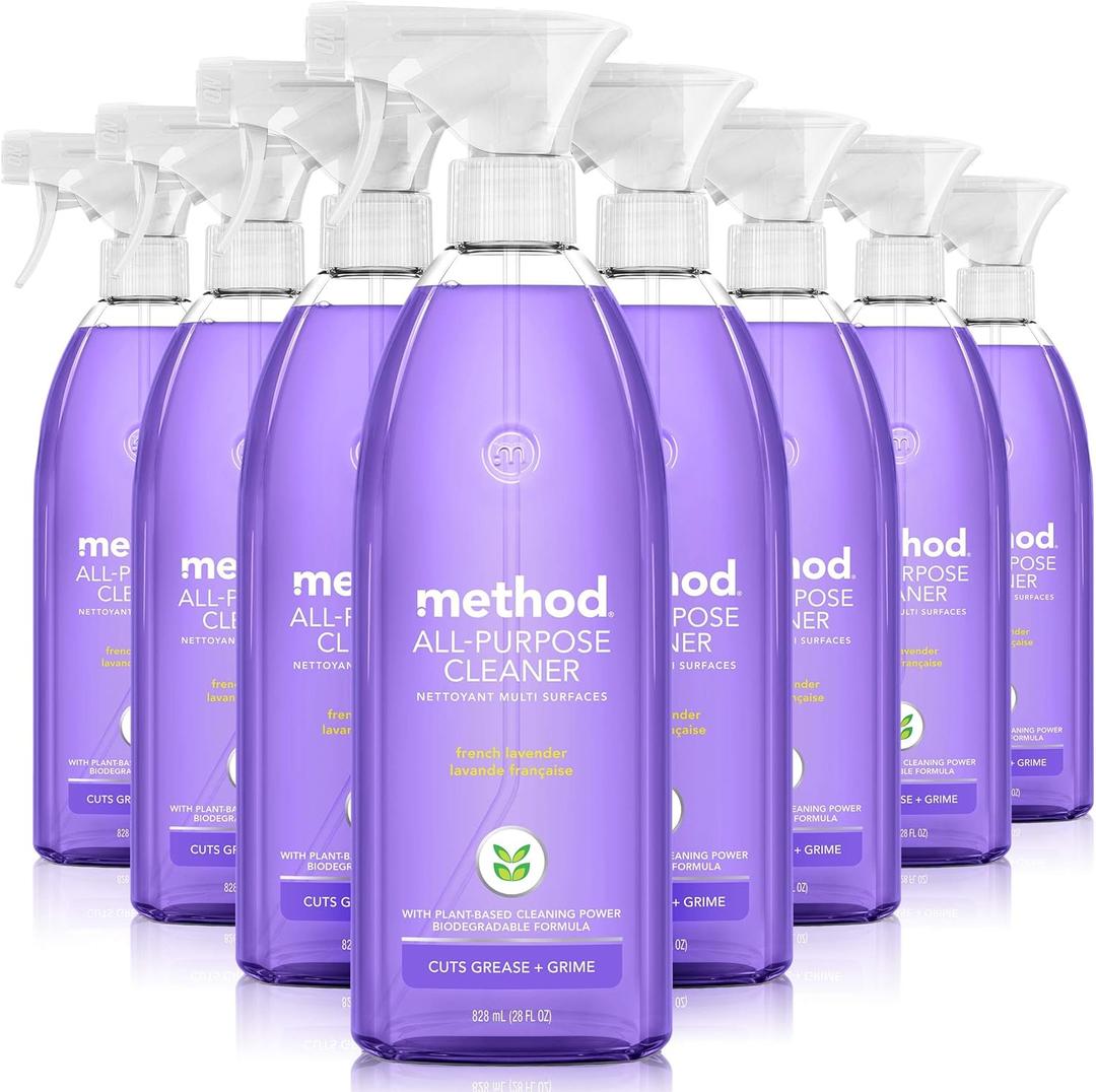 Method All-Purpose Cleaner Spray, French Lavender, Perfect for Most Counters, Tiles and More, 28 Fl Oz, (Pack of 8)