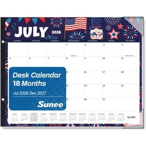 SUNEE Desk Calendar 2026 Large 22x17 from July 2026 to December 2027, Extra Large Desktop Monthly Calendar Pad 18 Months For Teacher or Office, Desk Top, Seasonal