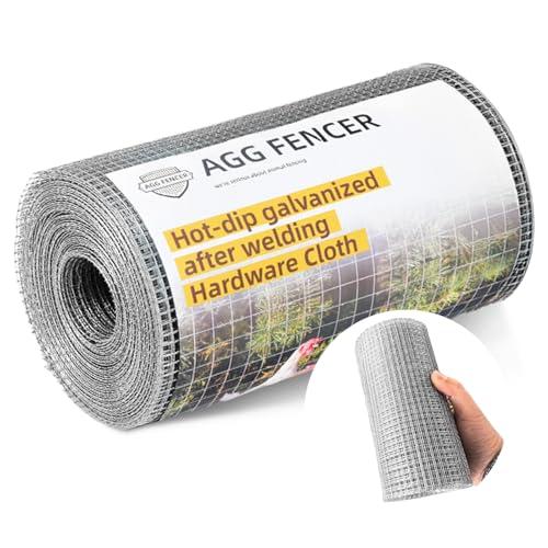 AggFencer 8inch x 25ft Hardware Cloth 1/4 inch Chicken Wire Fencing 23Ga, Hot Dipped Galvanized After Welding Garden Plant Supports Welded Metal Chicken Wire Fence, Poultry Animal Netting Cage Screen