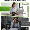 Air Quality Monitor Indoor, 5-in-1 Portable Real-Time CO2 Detector | Temperature | Hygrometer | HCHO | TVOC | Professional Air Quality Tester for Home, Office, School, Cars, Plants and Pets