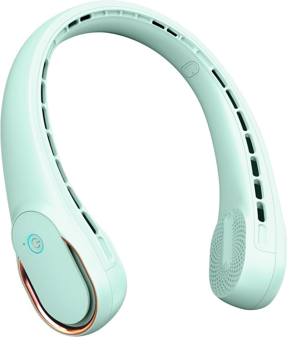 FrSara Neck Fan,Personal Fans for Your Neck, Adjustable, 360 Cooling, Super Quiet, No Blade Fan Design, No Hair Twisting, Even Air Volume On Both Sides, Non-Slip, Short Charging, Long Use Time (Crystal Green)