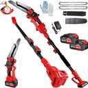 2-In-1 Cordless Electric Pole Saw for Tree Trimming, 8 Inch Chainsaw with 2 x 4.0Ah, 21V Brushless Pole Saw Battery Powered Tree Trimmer 16 FT Max Reach for Tree Trimmer Limb Branch Cutter Pruner