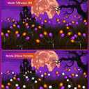 Albelt Halloween Decorations Outdoor, 6 Pack Solar Firefly Lights Outdoor, 48 LED Solar Halloween Lights, Waterproof Swaying Garden Light (Sway by Wind) for Outside Pathway Decor (Orange and Purple)