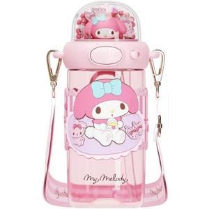 My Melody Water Bottle with Straw and Strap 650ml - Pink