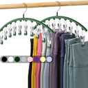 Legging Organizer for Closet, Metal Yoga Pants Hangers 2 Pack w/10 Clips Holds 20 Leggings, Space Saving Hanging Closet Organizer w/Rubber Coated Closet Organizers and Storage, Green