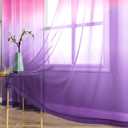 KOUFALL Purple and Hot Pink Sheer Curtains 2 Panels 84 Inches Long,Preppy Princess Coquette Curtains for Teen Girls Bedroom