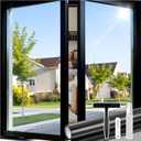 rabbitgoo One Way Window Privacy Film Tint with 3 Tools for Home, Sun Heat UV Blocking Control Reflective Adhesive Mirror Tint See Out Not in Office Door Covering, Black Silver, 35.4 x 78.7 inches