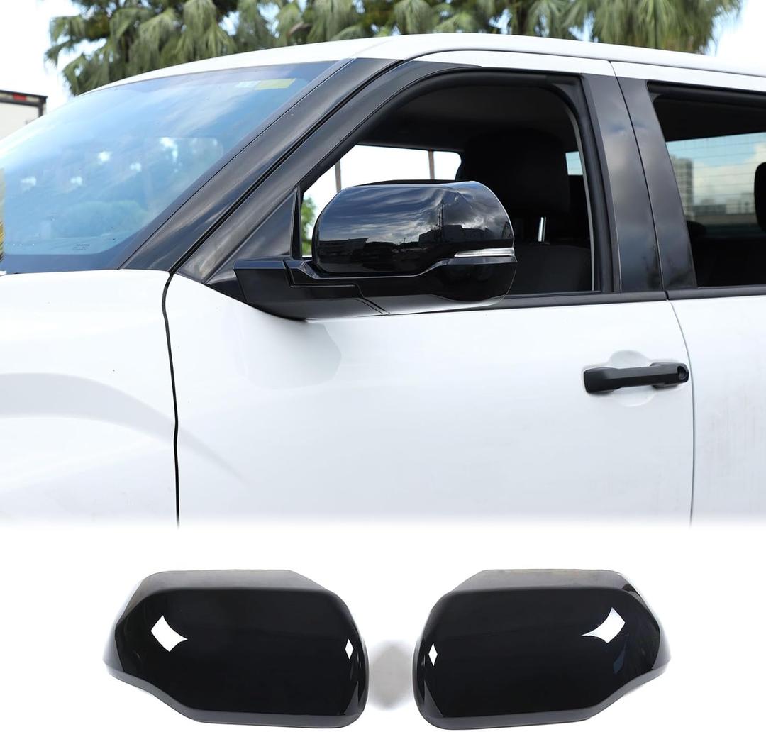 Car Door Rear View Mirror Cap Trim Cover Compatible with Toyota Tundra/Sequoia 2022-2025 Outside Side Rearview Mirror Protector Decoration ABS Accessories, Only Fit With Turn Signal Lights Version (Piano-Black(22+))