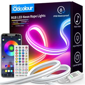 50ft Neon Rope RGB Lights, IP68 Waterproof Flexible Neon Lights, Room Decor for Christmas, Outdoors, Pool 1 Roll C