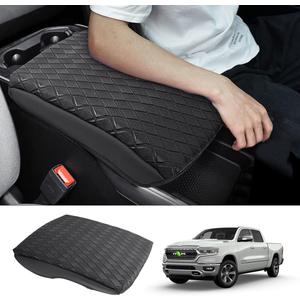 Karltys Center Console Cover for 2019-2025 2026 Dodge Ram 1500 2500 3500, Leather Console Armrest Cover for Ram 1500 Anti Scratch Waterproof Middle Console Pad Protector (Bucket Seats Only)