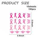 4 x Breast Cancer Face Tattoos Temporary Decal Glitter Pink Ribbon Breast Cancer Awareness Cheer Stickers for out Cheer Body Sports Accessories Dance Party (pink190