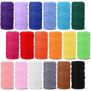 Macrame Cord 3mm x 590 Yards, 18 Rolls Natural Colored Macrame Cotton Supplies 4 Strand Twisted Cotton Cord Rope for DIY Knitting Crafts Knitting Plant Hangers Wedding Decor