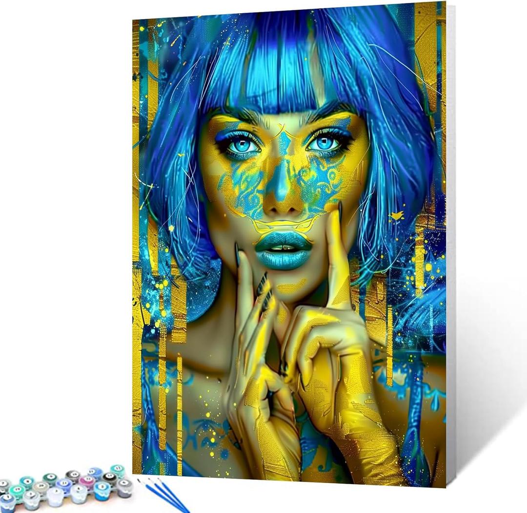 Gothic Style Paint by Numbers Kit for Adults Beginners,16" Wx20 H 1 Pack Canvas Girl Pictures Drawing Paintwork With Pigment and Brushes,Acrylic Painting by Number for Gift Home Decor Without Frame (Artwork-02)