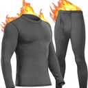 UNIQUEBLLA Long Johns Thermal Underwear Set for Men Thermal Base Layer Cold Weather Bottom Top (X-Large, Dull Black)