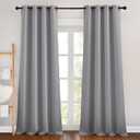 NICETOWN Silver Grey Curtains 96 inches Long, Grommet Thermal Insulated Blackout Curtains Privacy Window Treatments for Boys Room/Living Room, W46 x L96, 2 Panels