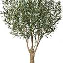 Olive Tree Artificial 7FT Tall - UV Resistant Faux Olive Trees with Strong Trunk for Outdoor - Large Potted Silk Fake Plant for Indoor Home Living Room Office Patio Decor, VN160 (Green)