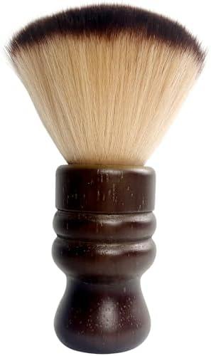 Jaasuee Large Neck Duster Soft Nylon Hair Barber Brush with Wooden Handle Face Cleaning Hairbrush for Haircuts and Styling Kits, Brown