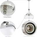 WUZUPS Chandelier Rustic Farmhouse Industrial Round Ceiling Pendant LED Light Fixture with Clear Glass Shades for Dining Room Kitchen Island Foyer Entryway, H 17" x W 13.4", E26 Base, Brushed Nickel