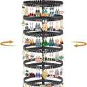 MODOWEY 6 Tier Rotating Earring Holder Organizer, Adjustable Metal and Plastic Stand Tree with 342 Groove for Stud Hoop Pierced Dangle Display, Decluttered, Space-Saving Storage Rack for Women, Black