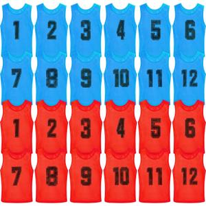 Vabean 24 Pack Nylon Mesh Scrimmage Team Practice Vests Pinnies Jerseys Train Vest for Adult Sport Basketball Soccer Football