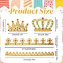 4 Pcs King Crown Princess Crowns, Prince Gold Crown Set, Hat Cap with Gems for Halloween, Crowns Party Supplies, Royal Costume Accessories
