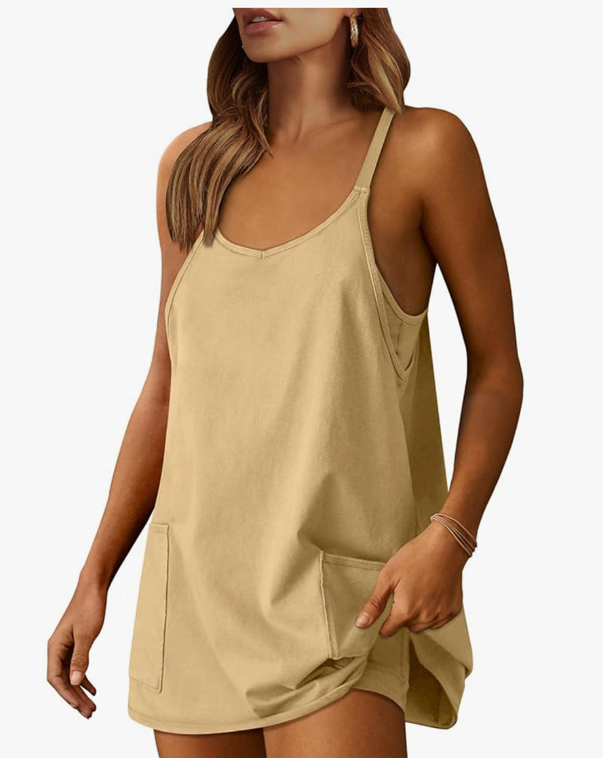ANRABESS Women Athletic Dress Summer Tennis Workout Active Sports Mini Romper Dress Built in Shorts Travel Vacation Clothes Size S