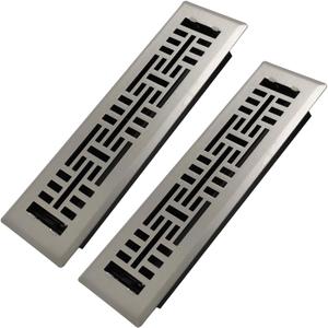 2x10 Inches 2 Pack Heavy Duty Walkable Floor Register Easy Adjust Air Supply Lever Floor Vents - Seattle Design - Vent Cover for Home Floor - Satin Nickel