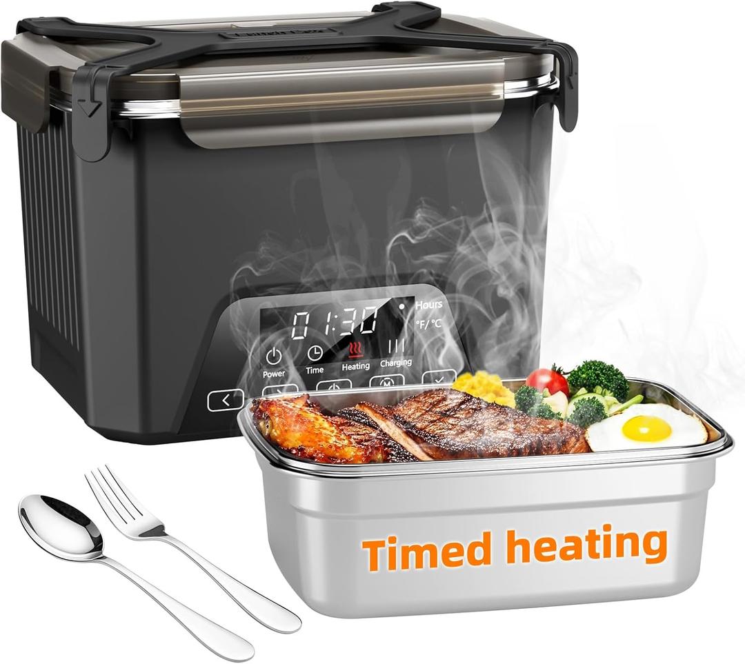 Cordless Electric Lunch Box for Adults, Heated Lunch Box 20000 mAh Battery Powered with Automatic Heating, 1.2L Portable Food Warmer, BPA Free